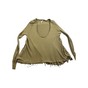 Free‎ People Distressed Thermal Long Sleeve Top Oversized Slouchy Boho XS